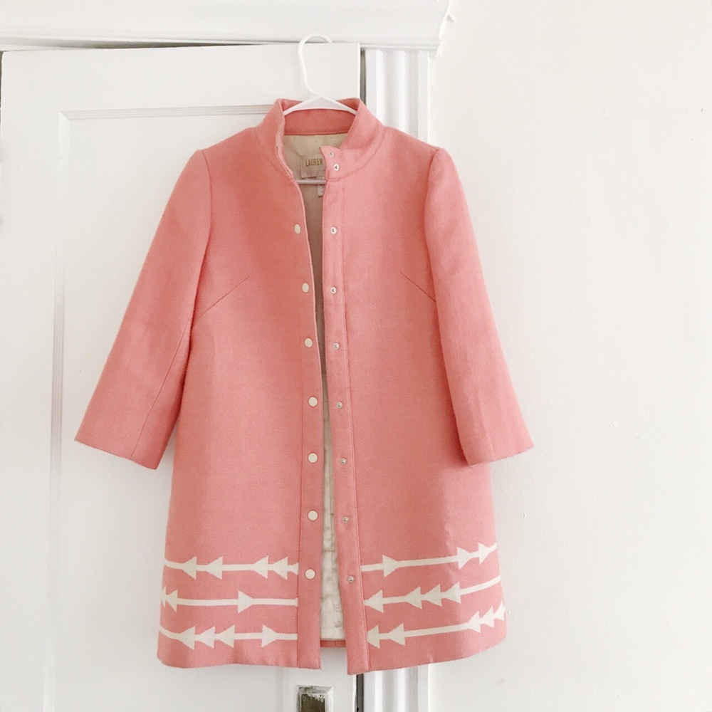 Anthropologie Lauren Moffatt Pink Wool Arrow Coat